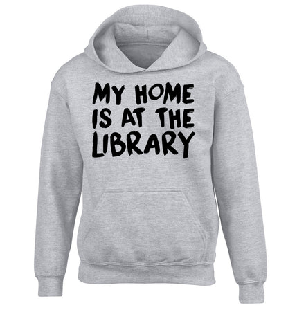 My home is at the library children's grey hoodie 12-14 Years