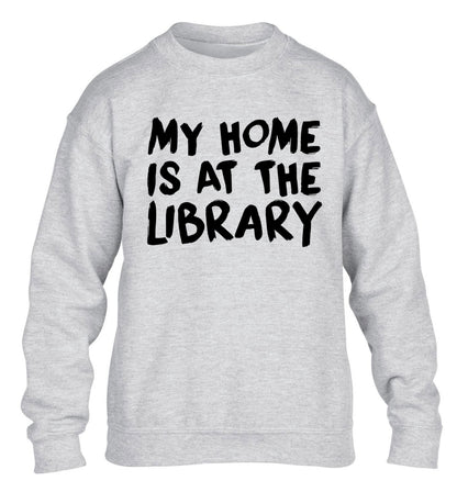My home is at the library children's grey sweater 12-14 Years