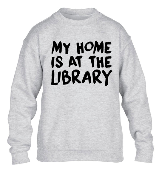 My home is at the library children's grey sweater 12-14 Years