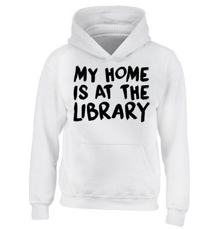 My home is at the library children's white hoodie 12-14 Years