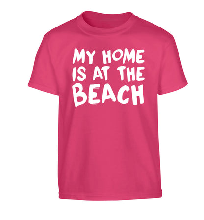 My home is at the beach Children's pink Tshirt 12-14 Years