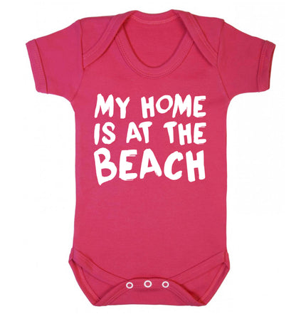 My home is at the beach Baby Vest dark pink 18-24 months