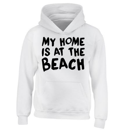 My home is at the beach children's white hoodie 12-14 Years