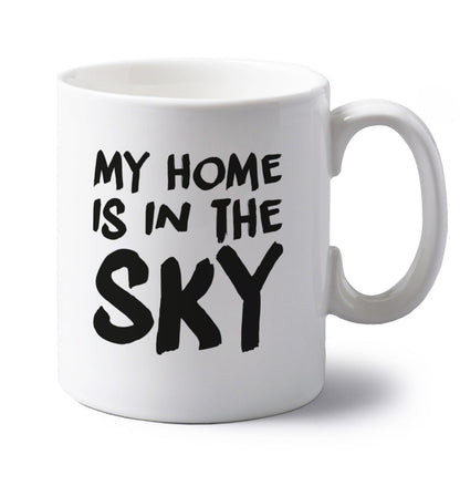 My home is in the sky left handed white ceramic mug 
