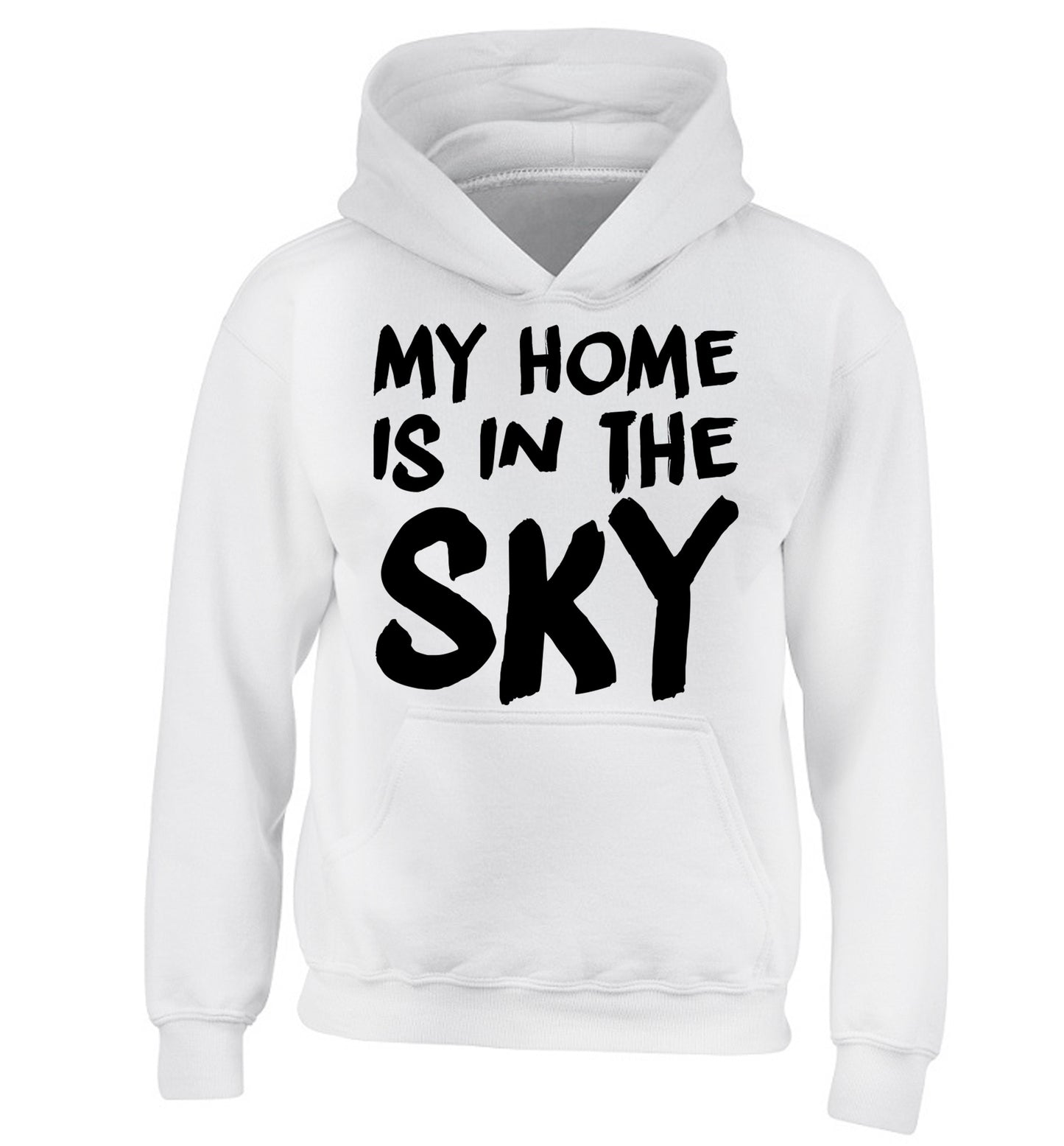 My home is in the sky children's white hoodie 12-14 Years
