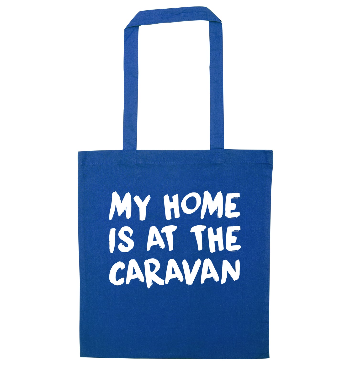 My home is at the caravan blue tote bag