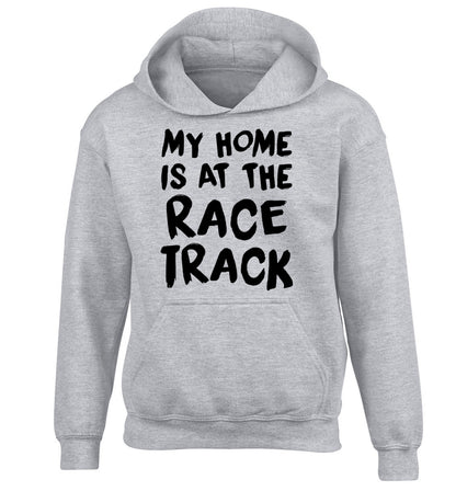 My home is at the race track children's grey hoodie 12-14 Years
