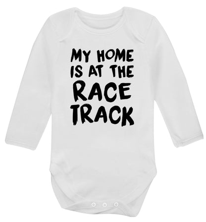 My home is at the race track Baby Vest long sleeved white 6-12 months