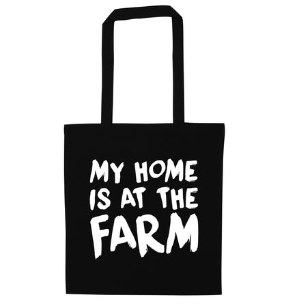 My home is at the farm black tote bag