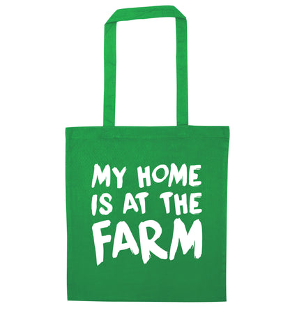 My home is at the farm green tote bag