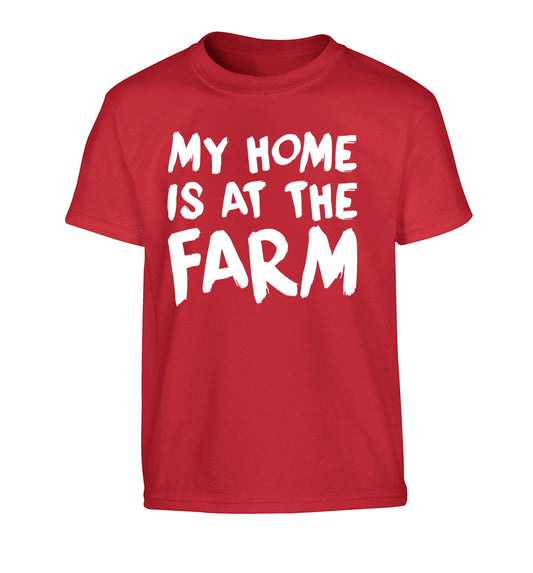 My home is at the farm Children's red Tshirt 12-14 Years