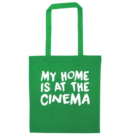 My home is at the cinema green tote bag