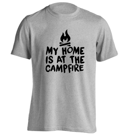 My home is at the campfire adults unisex grey Tshirt 2XL