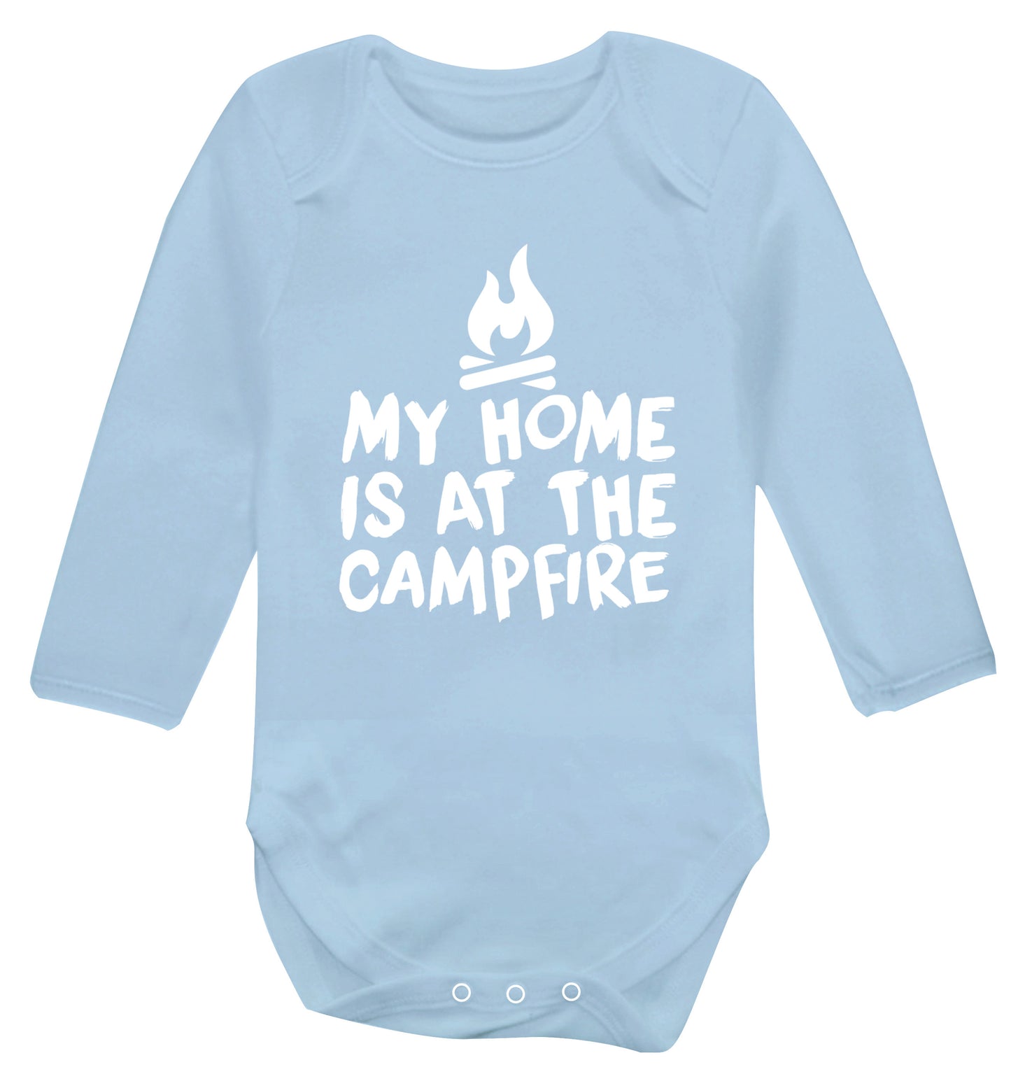 My home is at the campfire Baby Vest long sleeved pale blue 6-12 months