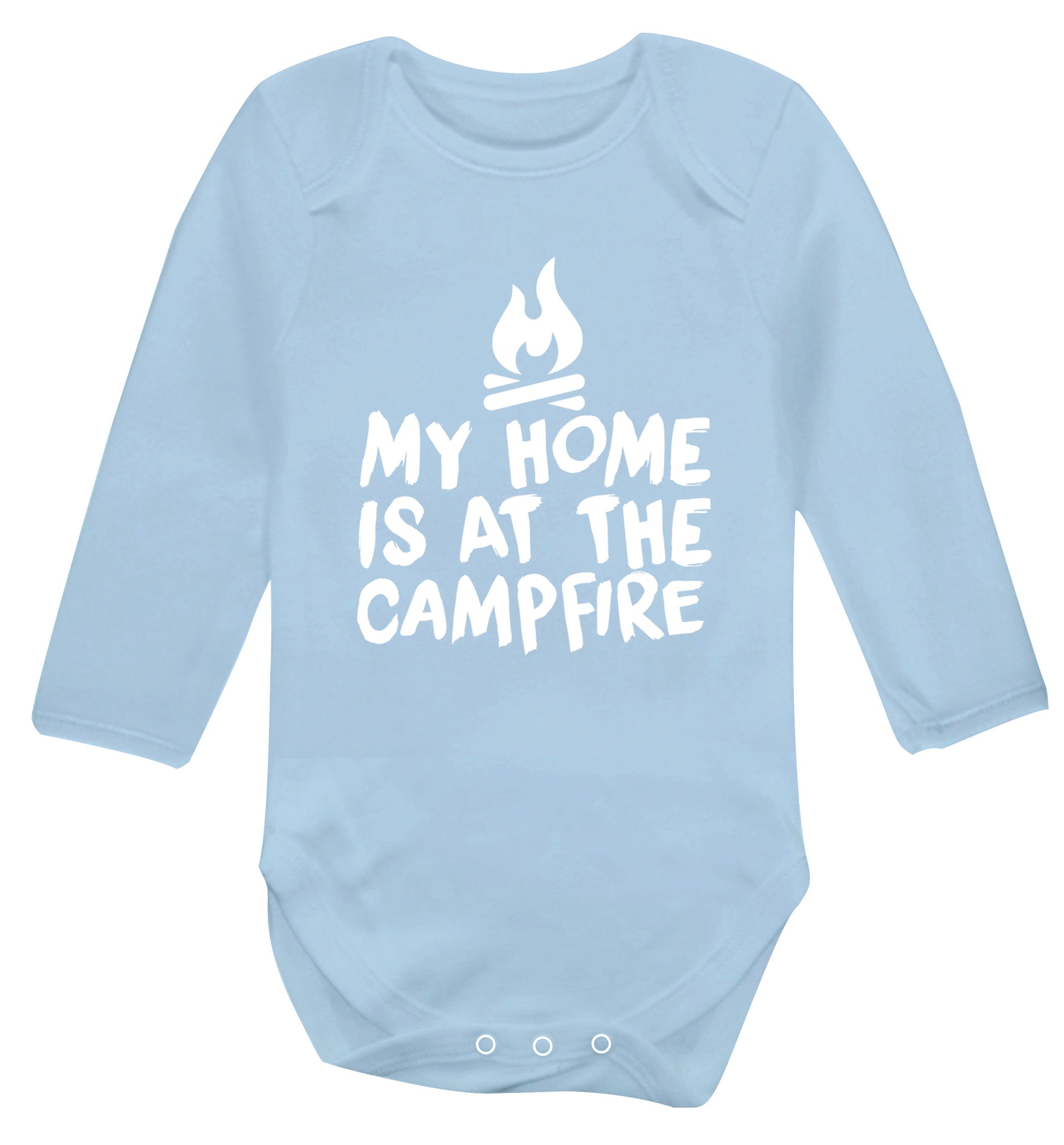 My home is at the campfire Baby Vest long sleeved pale blue 6-12 months