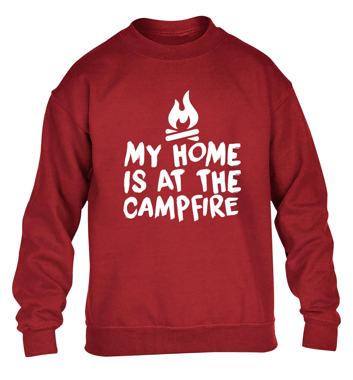 My home is at the campfire children's grey sweater 12-14 Years