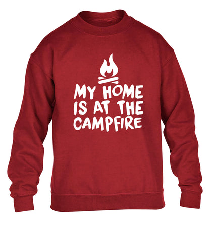 My home is at the campfire children's grey sweater 12-14 Years