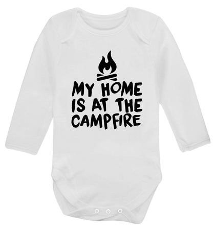 My home is at the campfire Baby Vest long sleeved white 6-12 months