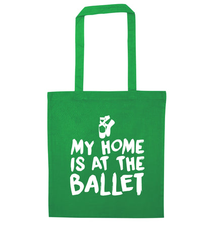 My home is at the dance studio green tote bag