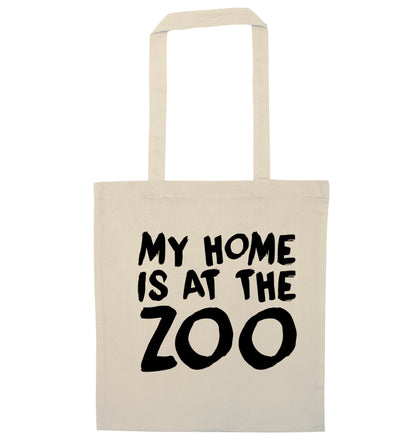 My home is at the zoo natural tote bag