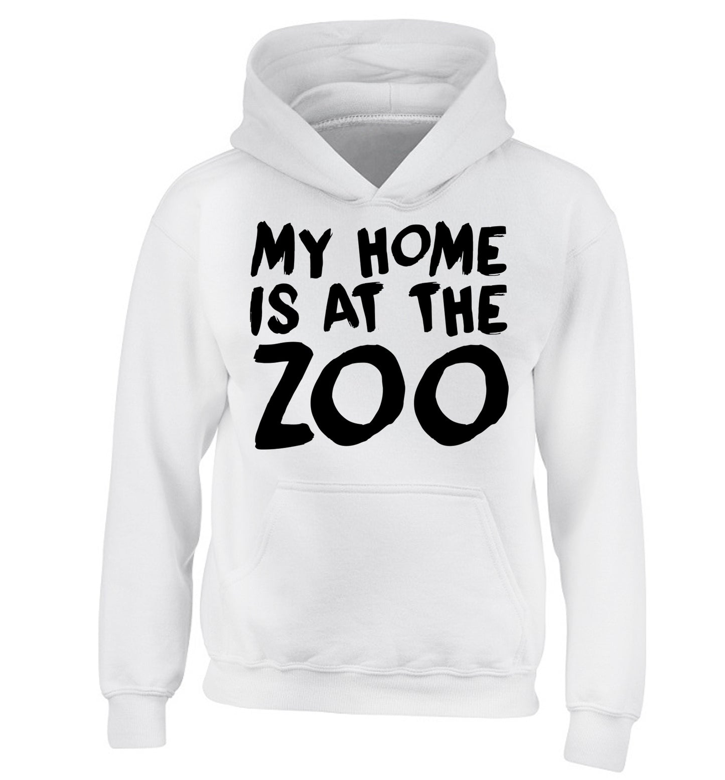 My home is at the zoo children's white hoodie 12-14 Years