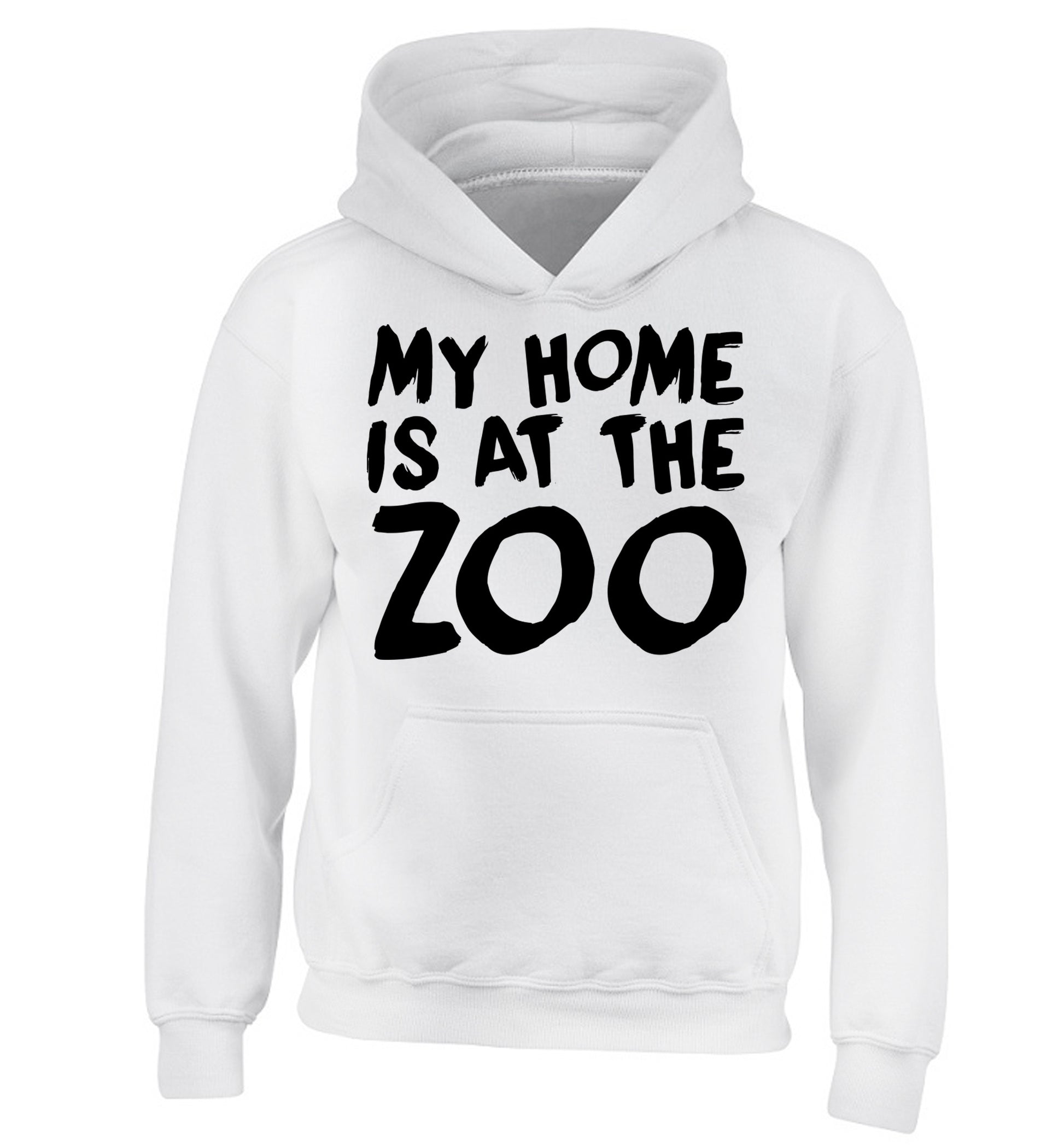 My home is at the zoo children's white hoodie 12-14 Years