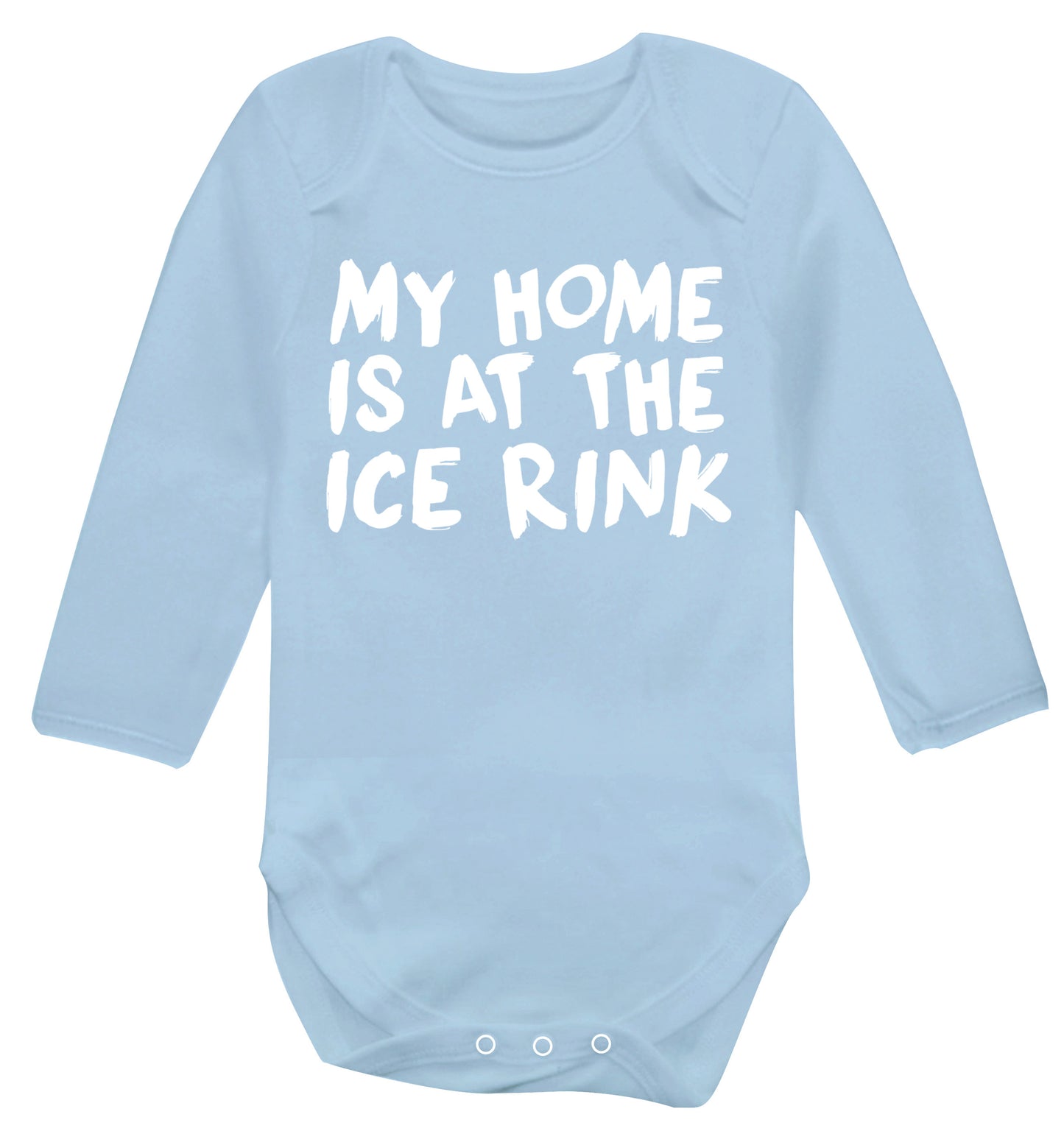My home is at the ice rink Baby Vest long sleeved pale blue 6-12 months