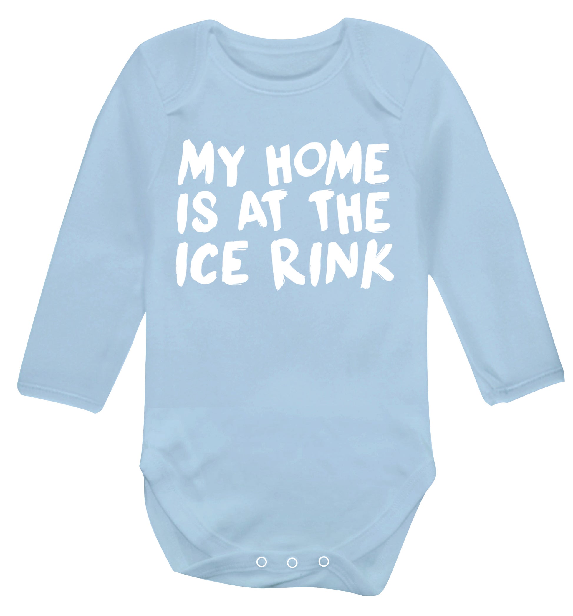 My home is at the ice rink Baby Vest long sleeved pale blue 6-12 months