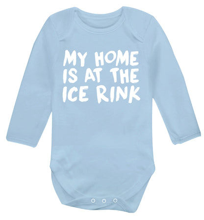 My home is at the ice rink Baby Vest long sleeved pale blue 6-12 months