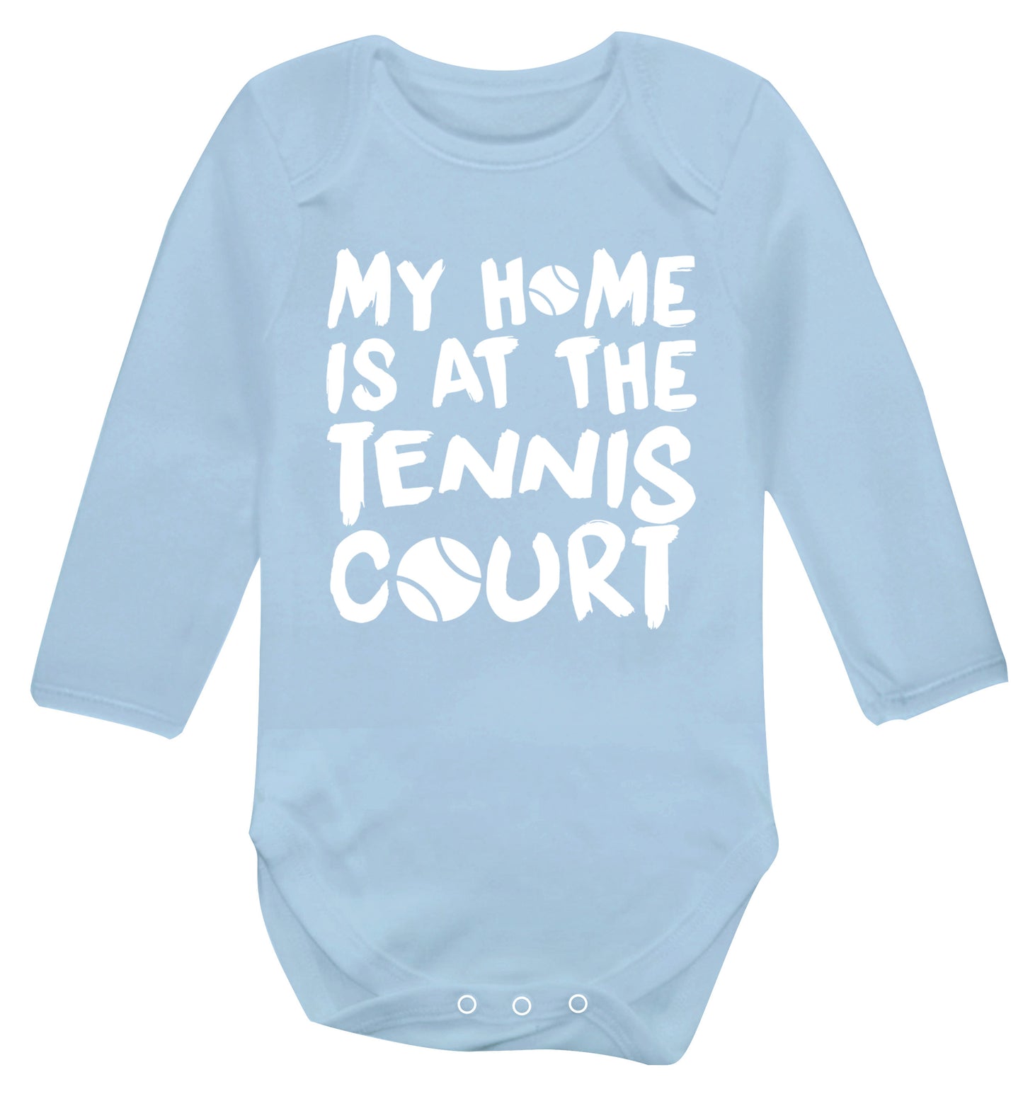 My home is at the tennis court Baby Vest long sleeved pale blue 6-12 months