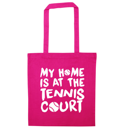 My home is at the tennis court pink tote bag