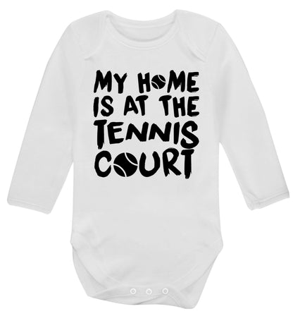 My home is at the tennis court Baby Vest long sleeved white 6-12 months