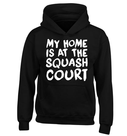 My home is at the squash court children's black hoodie 12-14 Years
