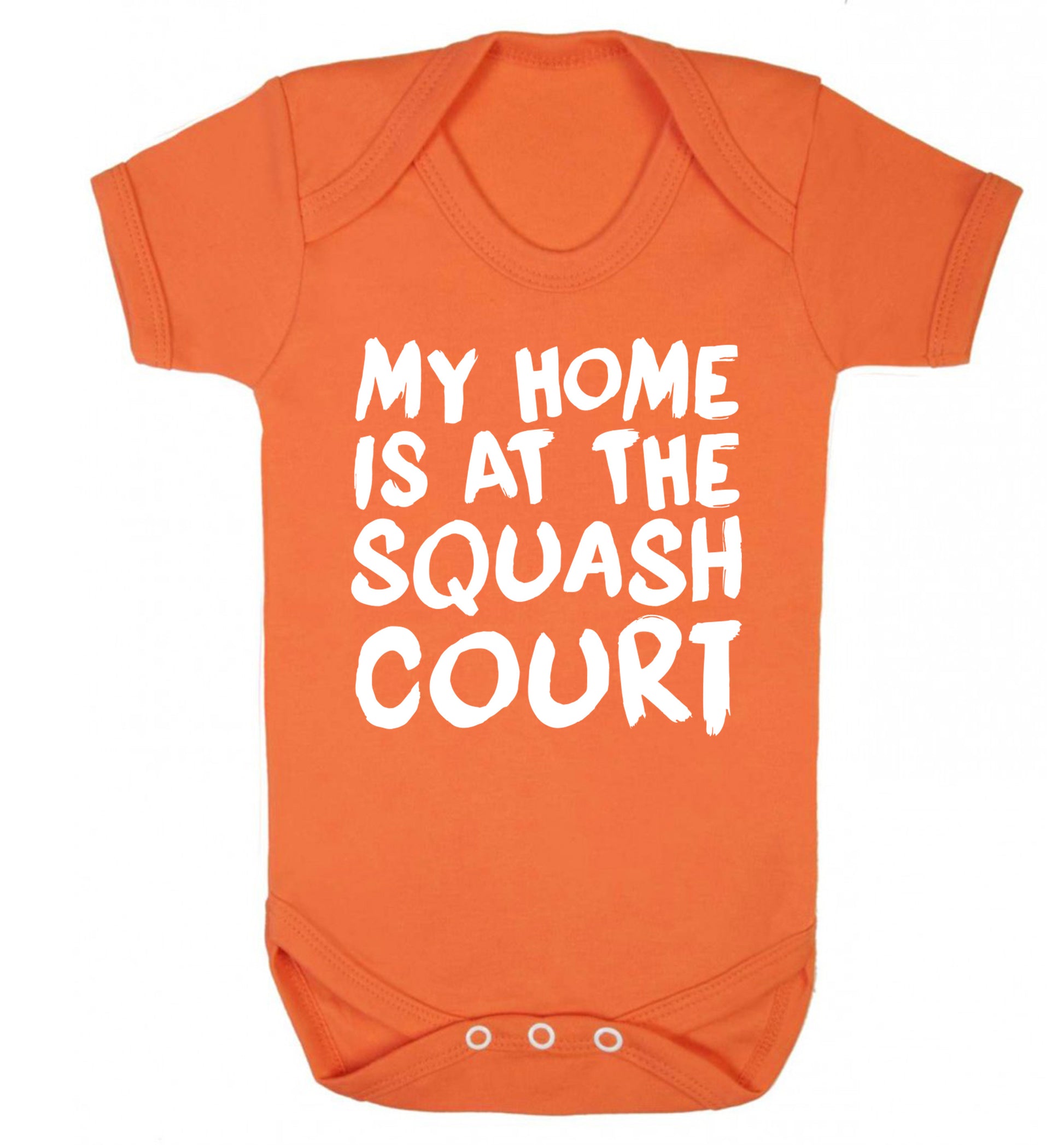 My home is at the squash court Baby Vest orange 18-24 months