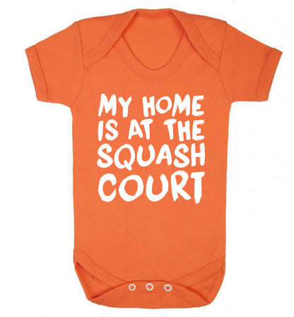 My home is at the squash court Baby Vest orange 18-24 months