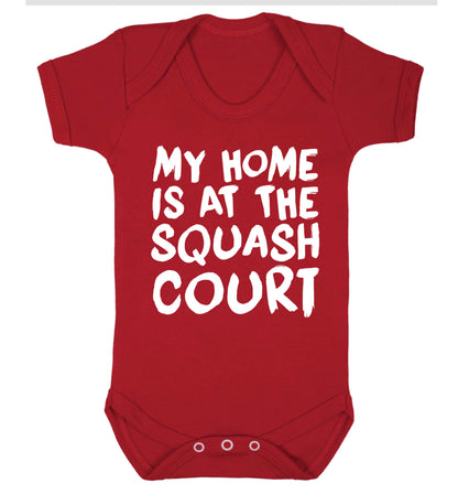My home is at the squash court Baby Vest red 18-24 months