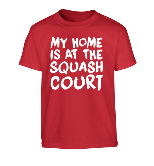 My home is at the squash court Children's red Tshirt 12-14 Years