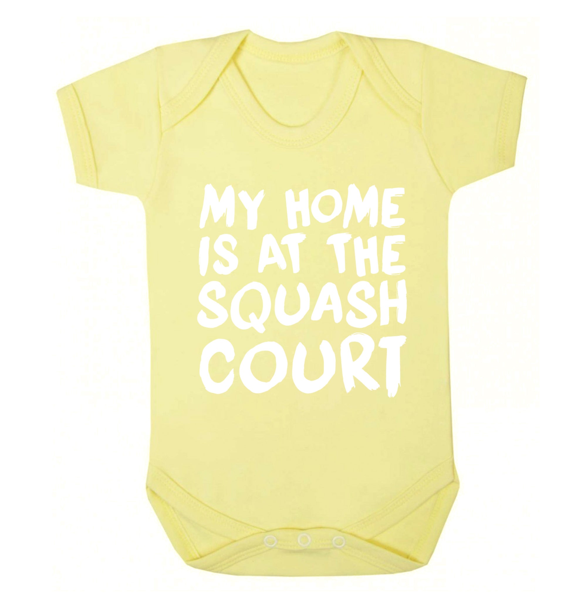 My home is at the squash court Baby Vest pale yellow 18-24 months