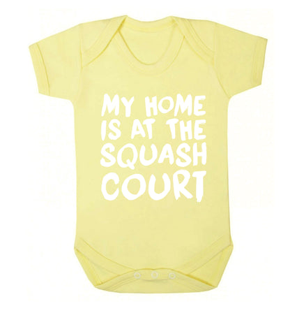 My home is at the squash court Baby Vest pale yellow 18-24 months