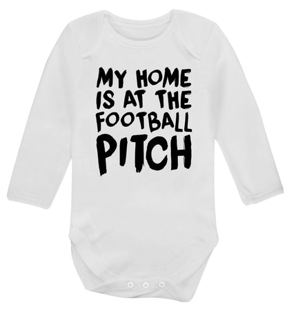 My home is at the football pitch Baby Vest long sleeved white 6-12 months