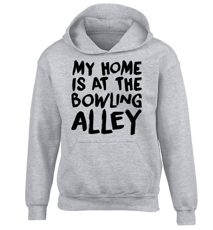 My home is at the bowling alley children's grey hoodie 12-14 Years
