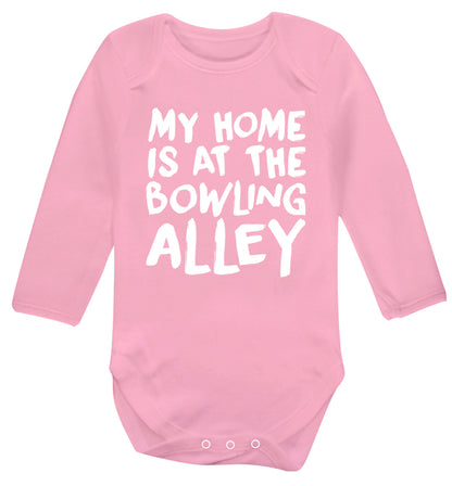 My home is at the bowling alley Baby Vest long sleeved pale pink 6-12 months