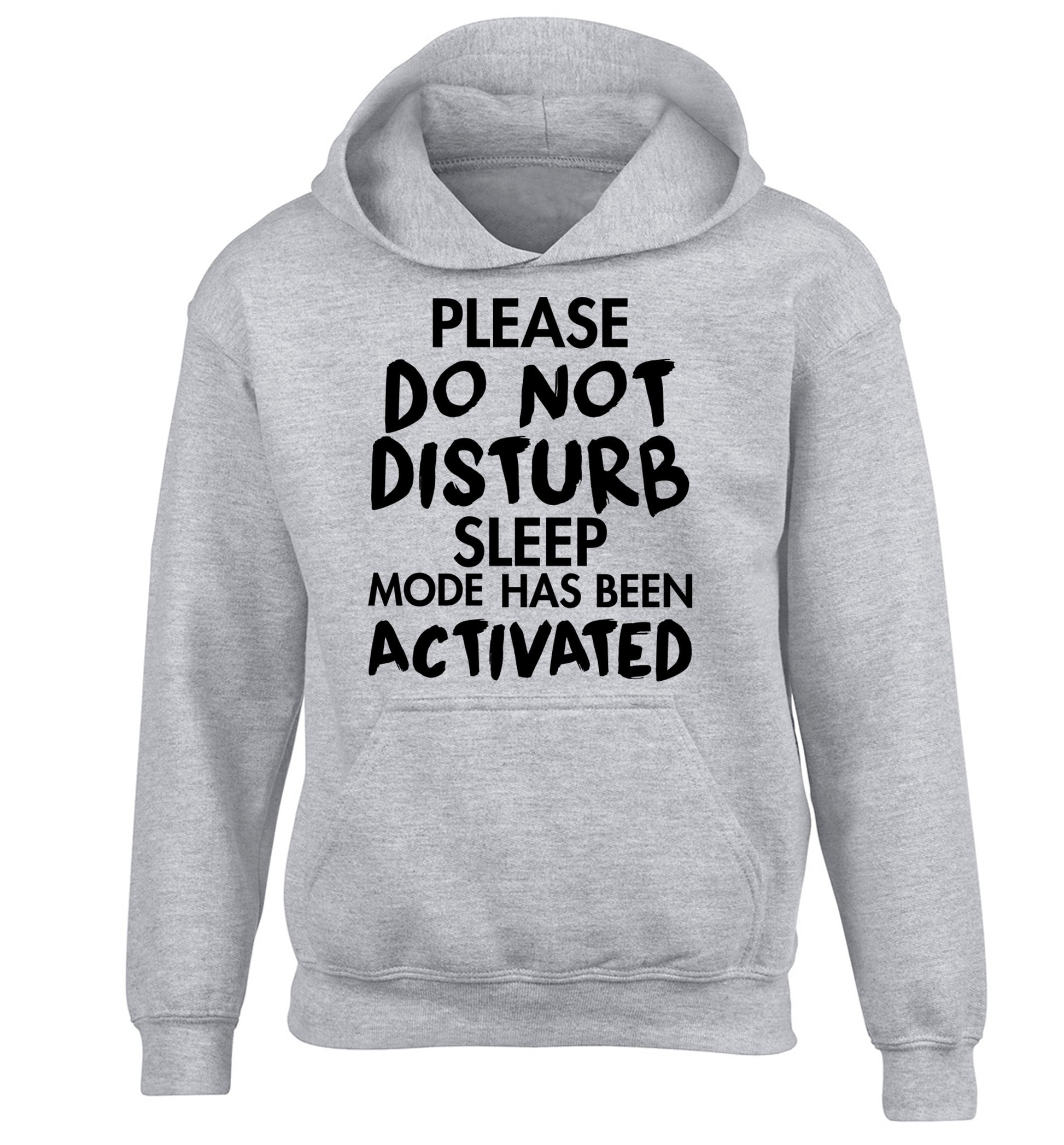Please do not disturb sleeping mode has been activated children's grey hoodie 12-14 Years