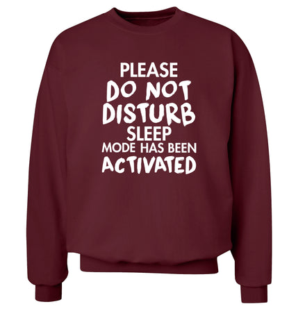 Please do not disturb sleeping mode has been activated Adult's unisex maroon Sweater 2XL