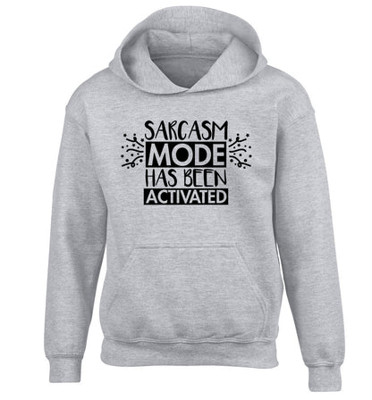 Sarcarsm mode has been activated children's grey hoodie 12-14 Years
