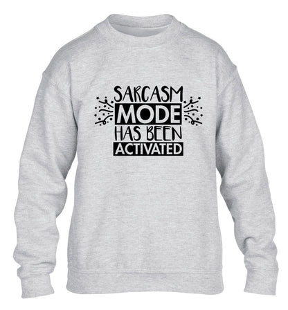 Sarcarsm mode has been activated children's grey sweater 12-14 Years