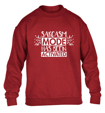 Sarcarsm mode has been activated children's grey sweater 12-14 Years