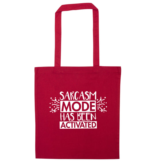 Sarcarsm mode has been activated red tote bag