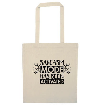 Sarcarsm mode has been activated natural tote bag