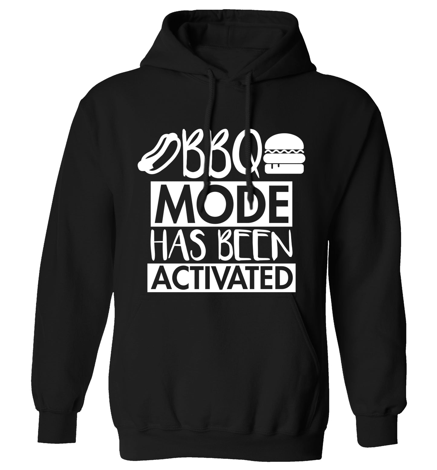 Bbq mode has been activated adults unisex black hoodie 2XL